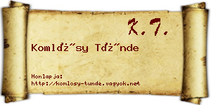 Komlósy Tünde névjegykártya